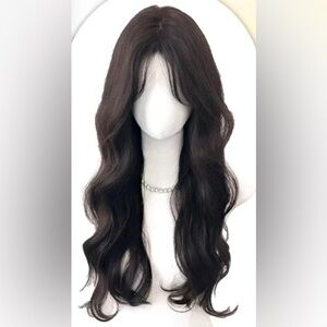 24" Dark Brown Women's Wig Hail toppers Hair Clip-In Hairpiece